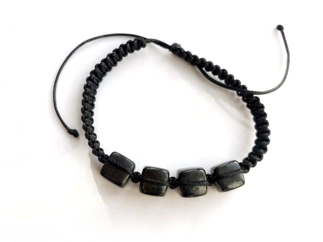 Shungite Bracelet Oriental Cube beads 10mm EMF protection