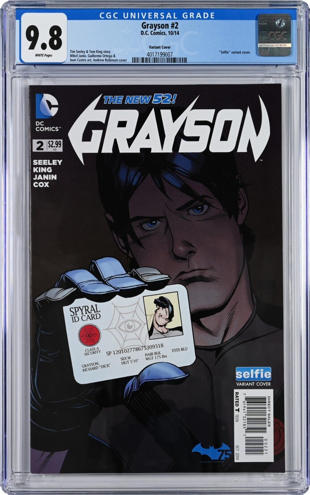 Grayson #2 CGC 9.8 (Oct 2014, DC) Tim Seeley Story Robinson Selfie Variant Cover