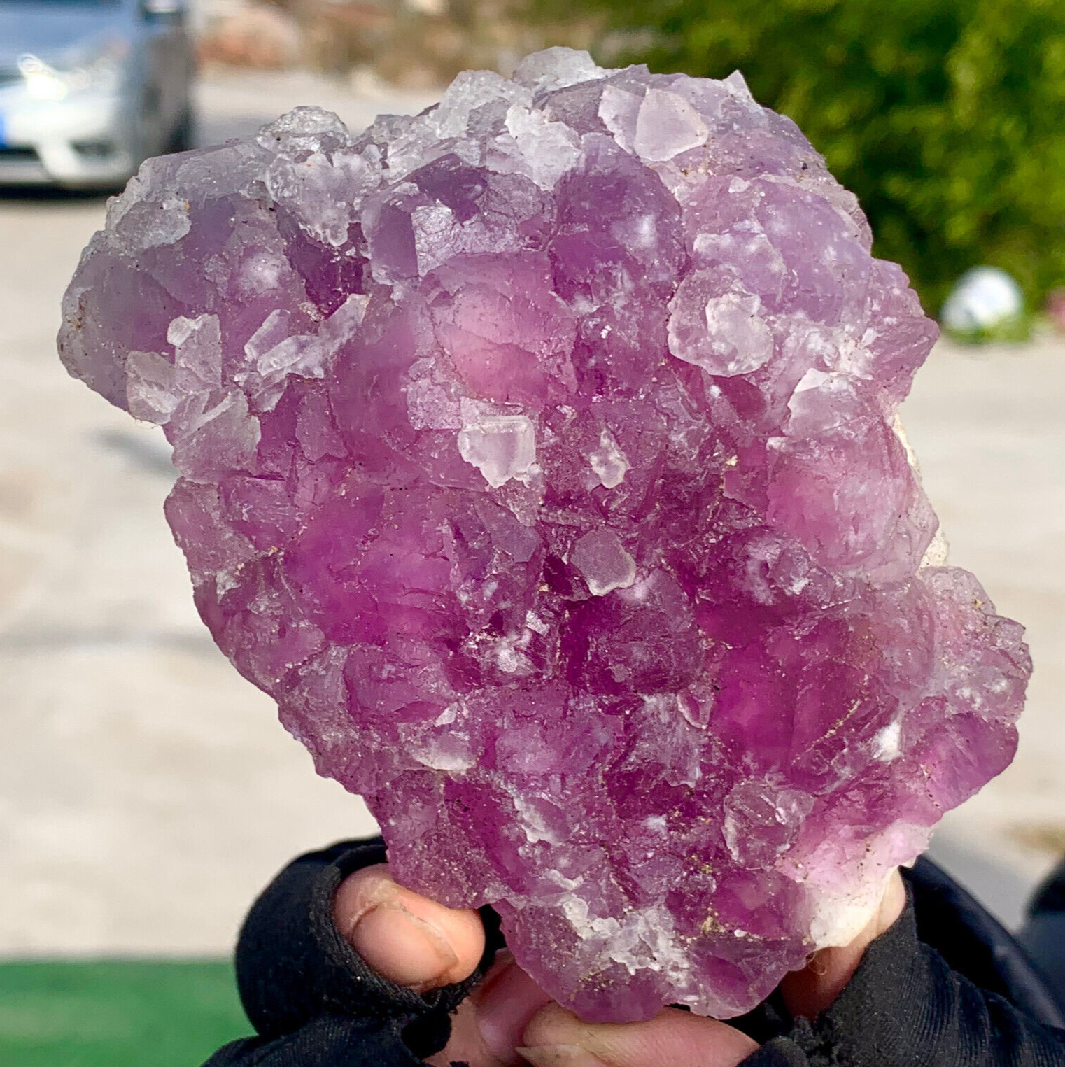 1.1LB Rare Transparent purple Cube Fluorite Mineral Crystal Specimen/China