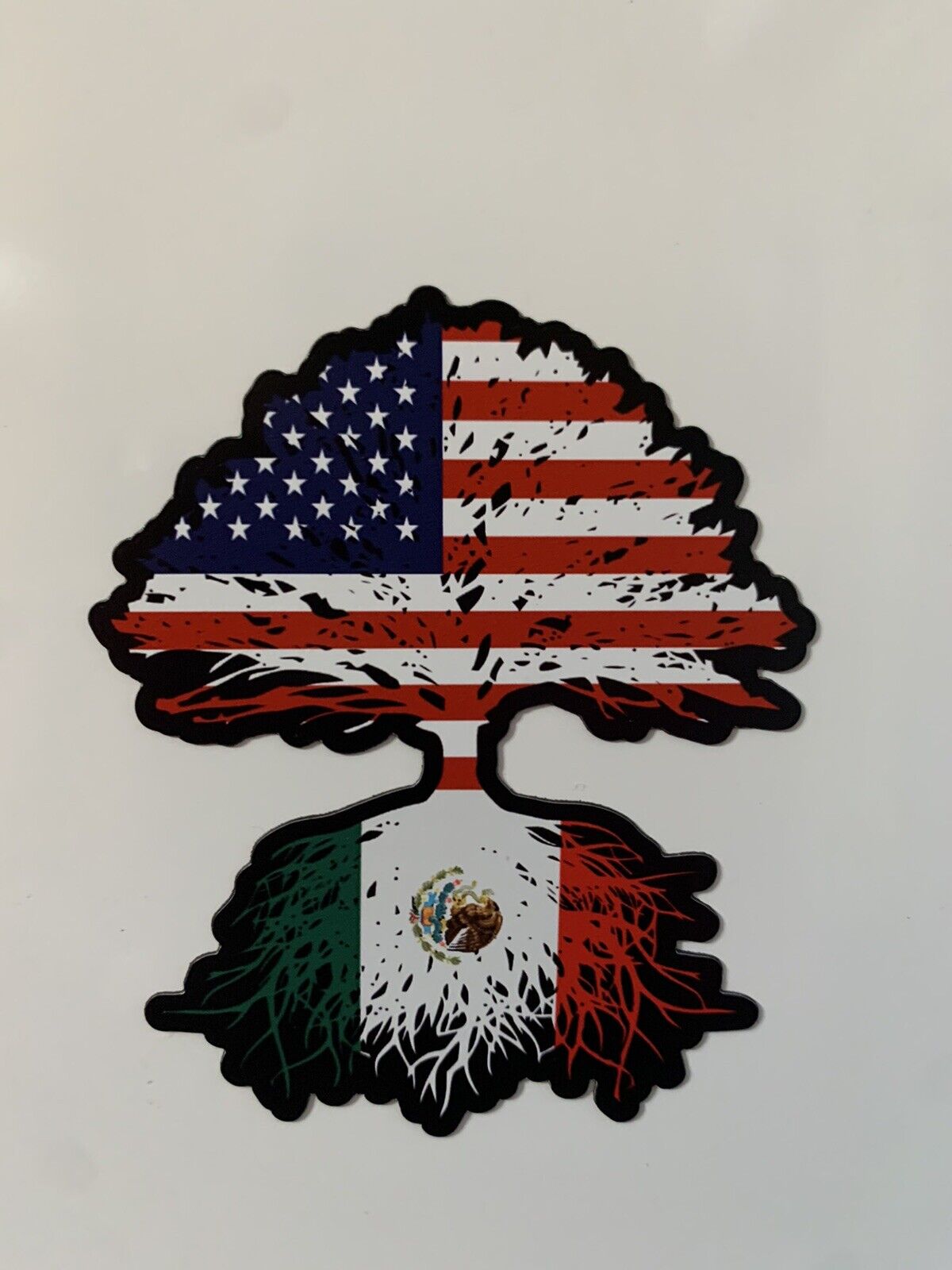 Mexican Flag American Flag America Mexico Heritage Decal roots Magnet .