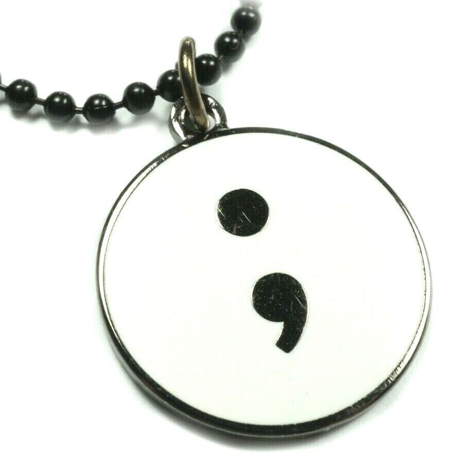 Semicolon Project Suicide Awareness Symbol Pendant Necklace with Ball Chain
