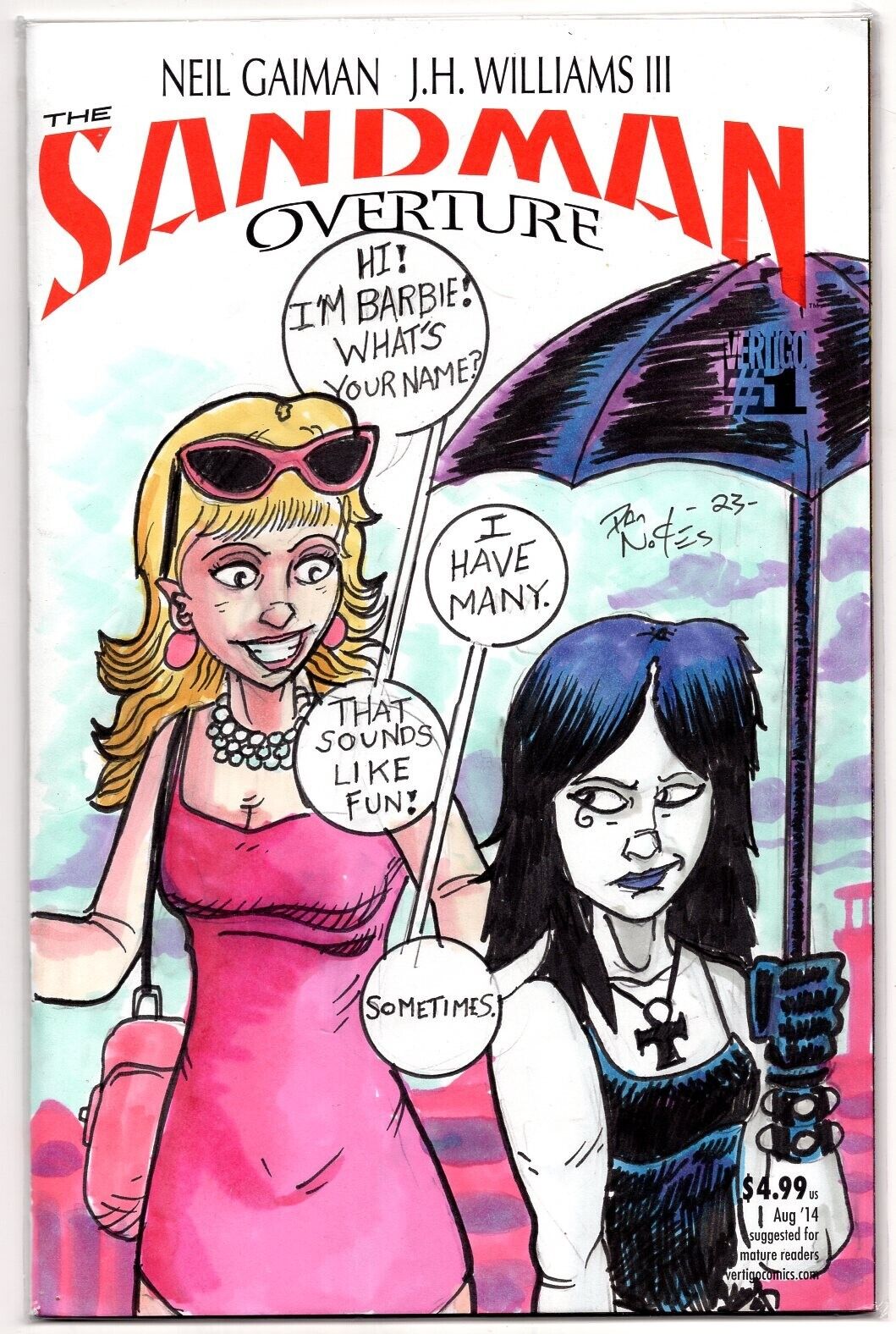 ONE-OF-A-KIND HAND-DRAWN, INKED AND COLORED SKETCHCOVER COMIC by Dan Nokes - B/D