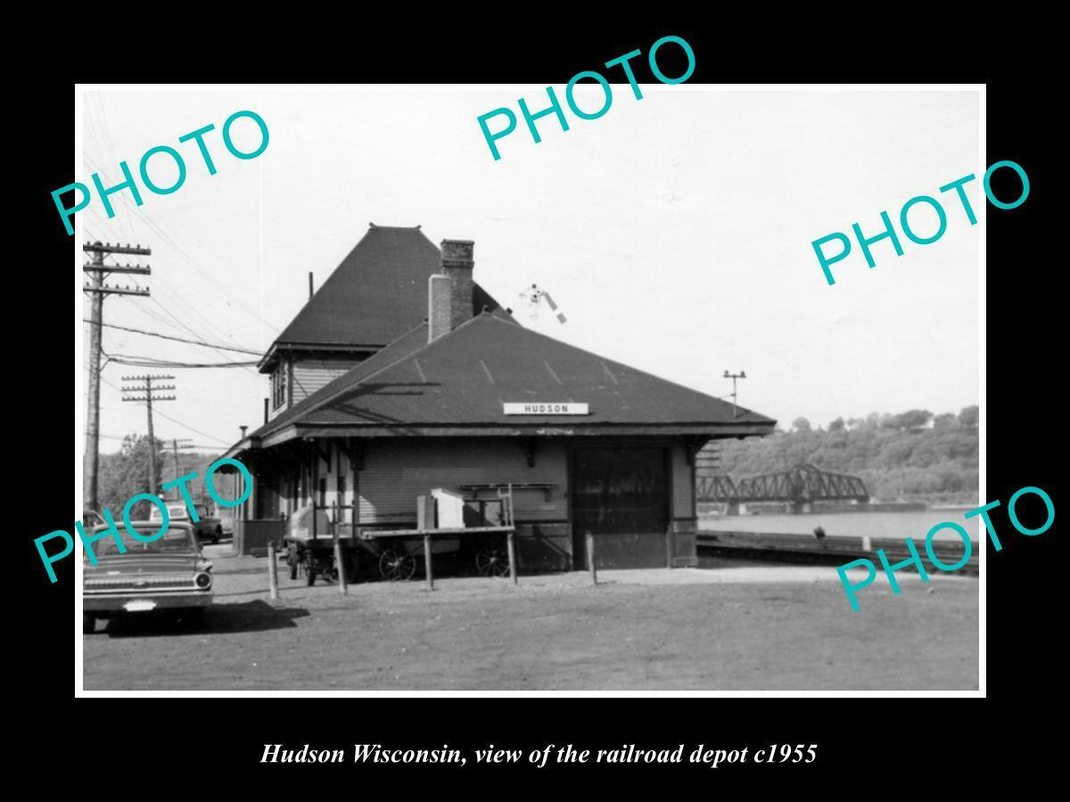 OLD 6 X 4 HISTORIC PHOTO OF HUDSON WISCONSIN VIEW OF RAILROAD DEPOT c1955