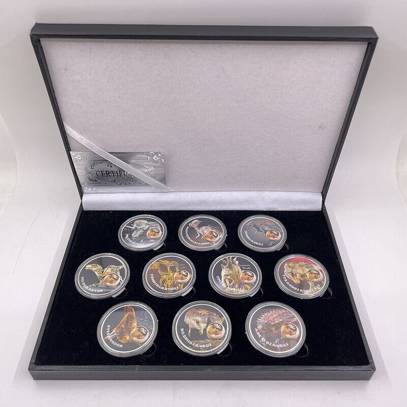 10 PCS Silver Color Coin Dinosaur Jurassic World Collectibles Challenge Coin Box