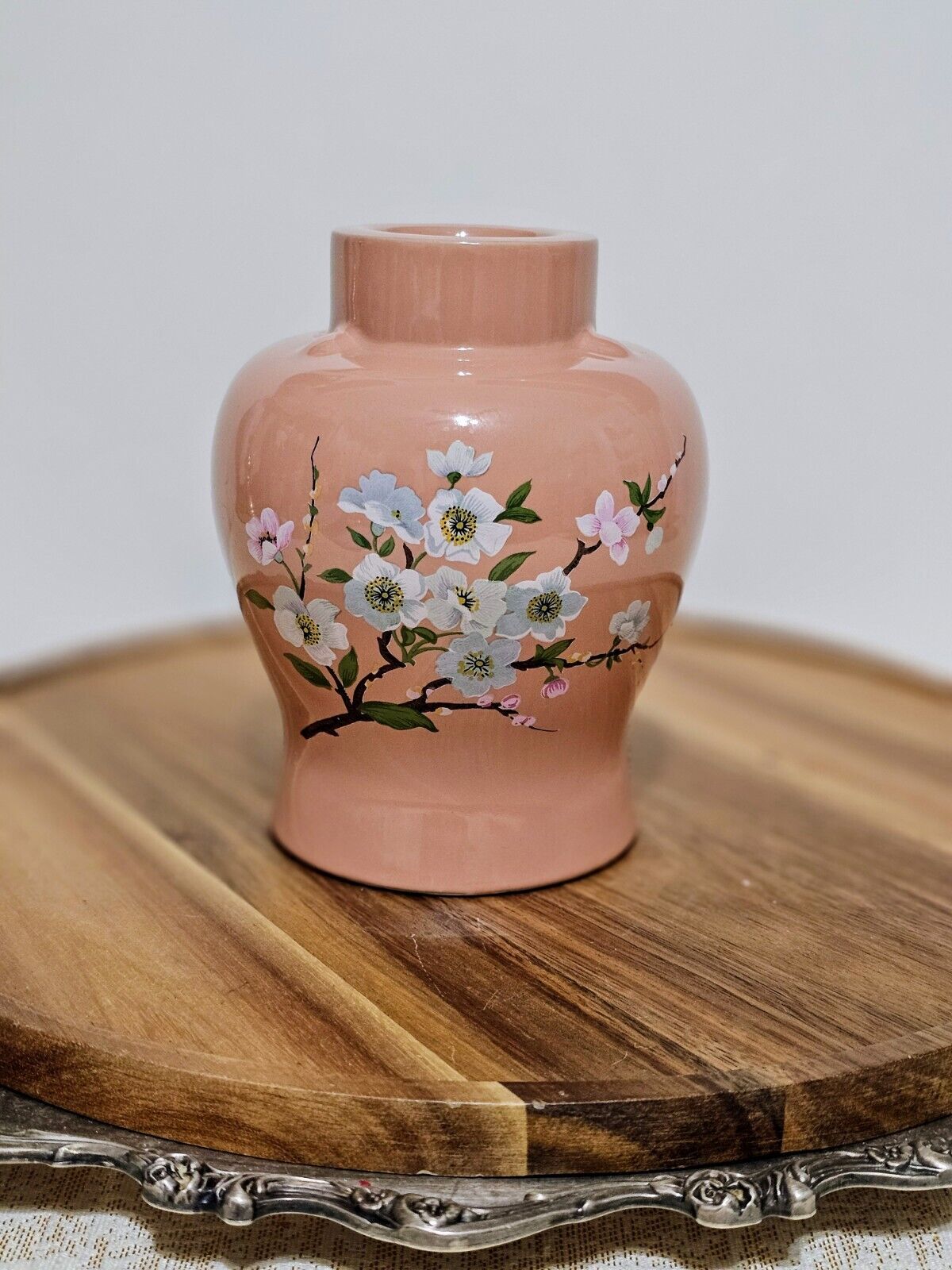 Vintage Asian Floral Hurricane Lamp/Candle Holder - 6x5