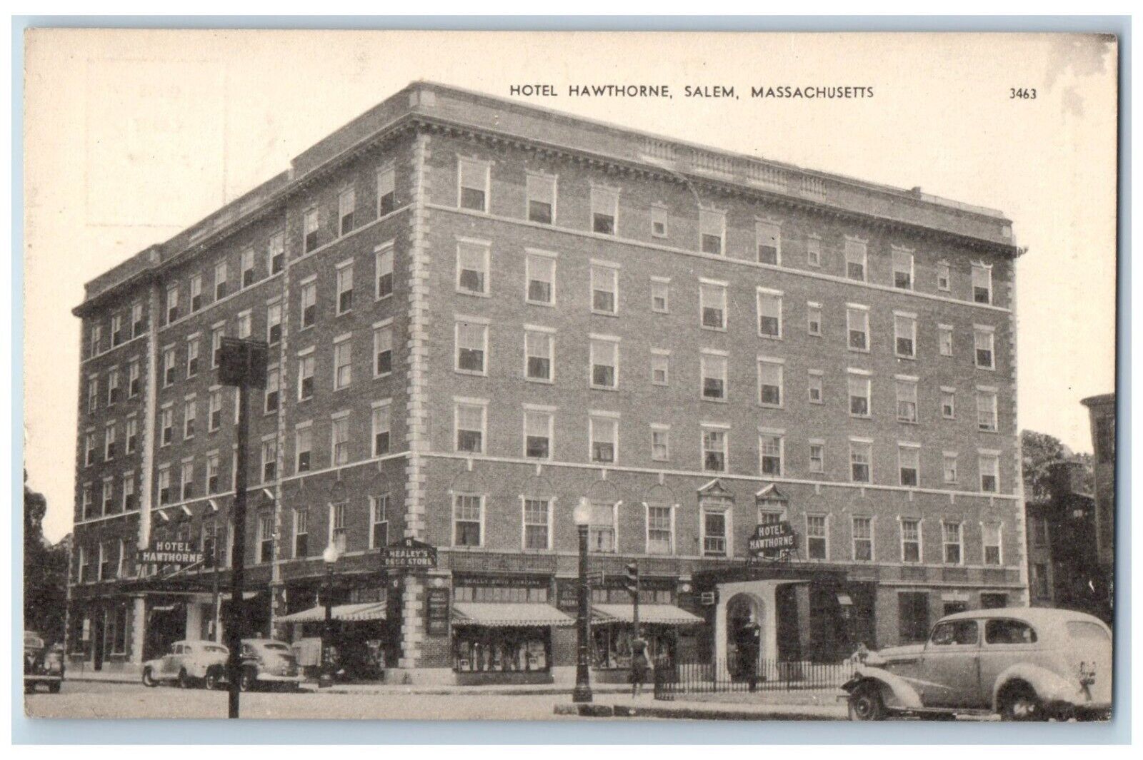 Salem Massachusetts Postcard Hotel Hawthrone Exterior View c1910 Vintage Antique