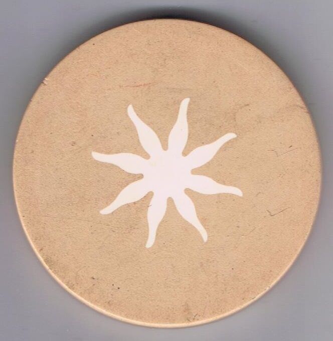 Unidentified Starburst Design Vintage Antique Tan Inlaid Clay Poker Chip