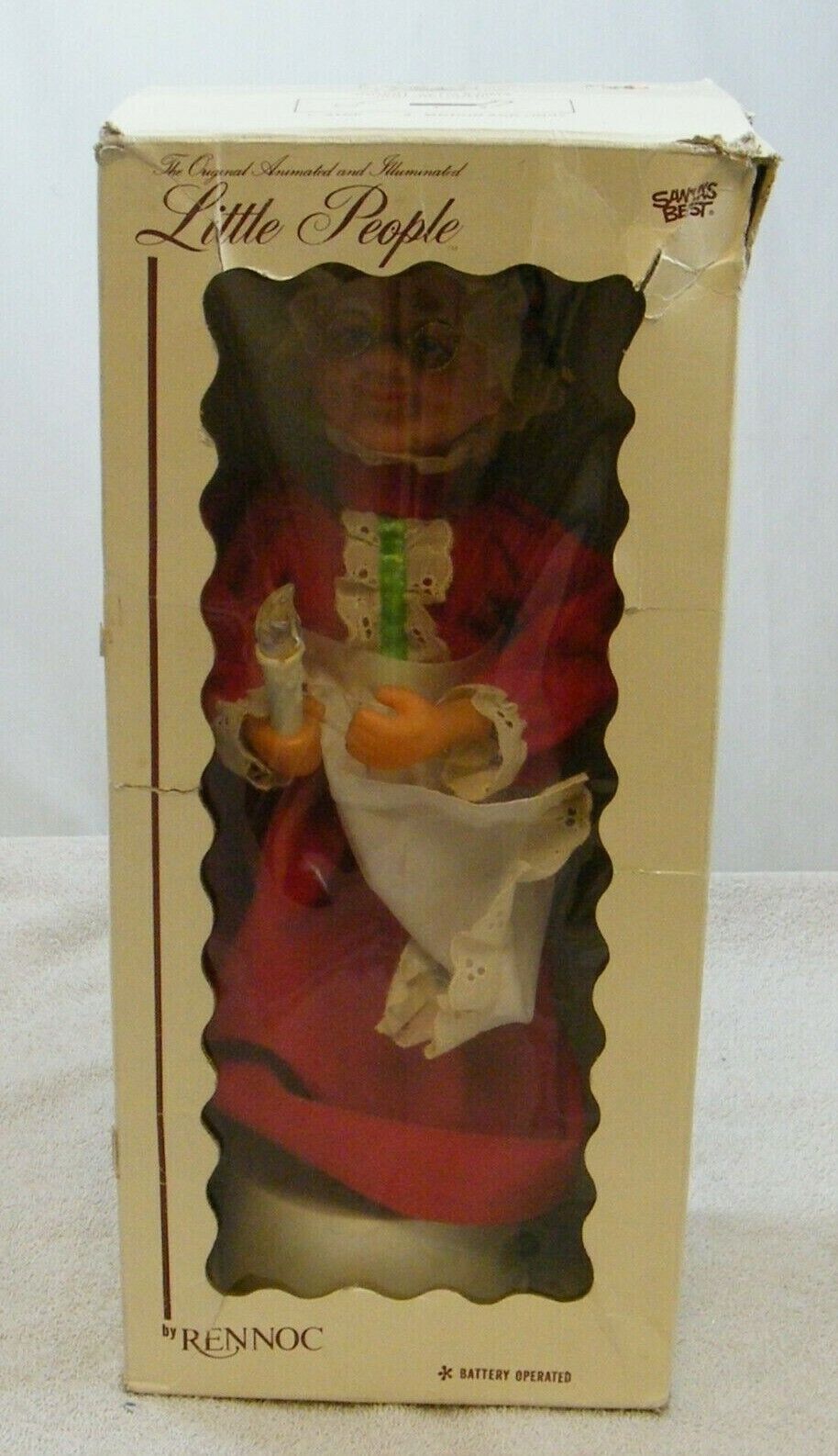 VINTAGE LITTLE PEOPLE BY RENNOC CHRISTMAS LADY RED DRESS PLAYS MUSIC DOESNT WORK