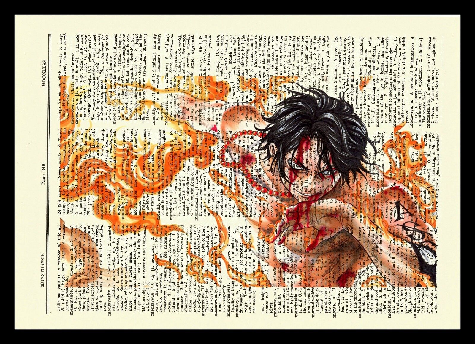 One Piece Ace Anime Dictionary Art Print Poster Picture Manga Book Luffy Brother