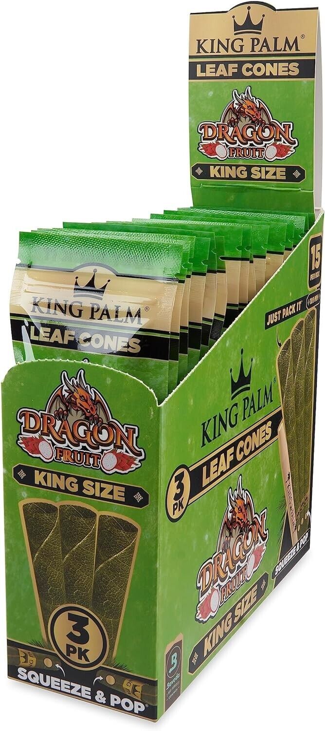 King Palm | King | Dragon Fruit | Palm Leaf Rolls | 15 Packs of 3 Each =45 Rolls