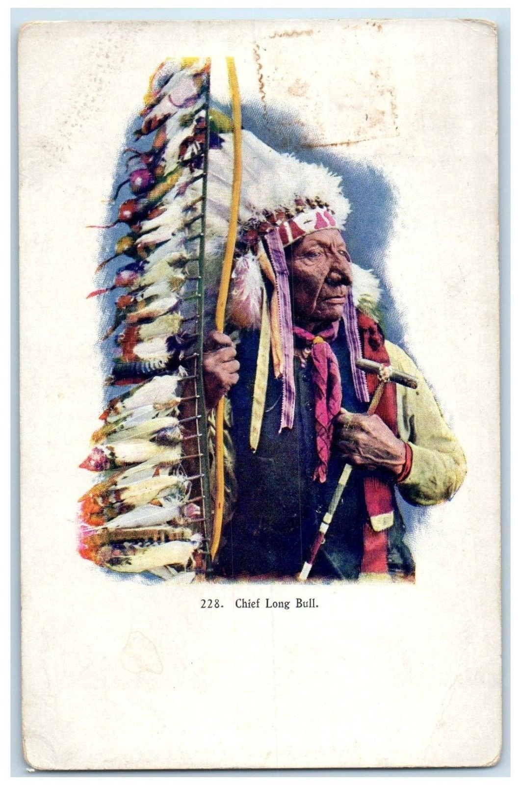 1910 Chief Long Bull Embossed Chicago Illinois IL Posted Antique Postcard