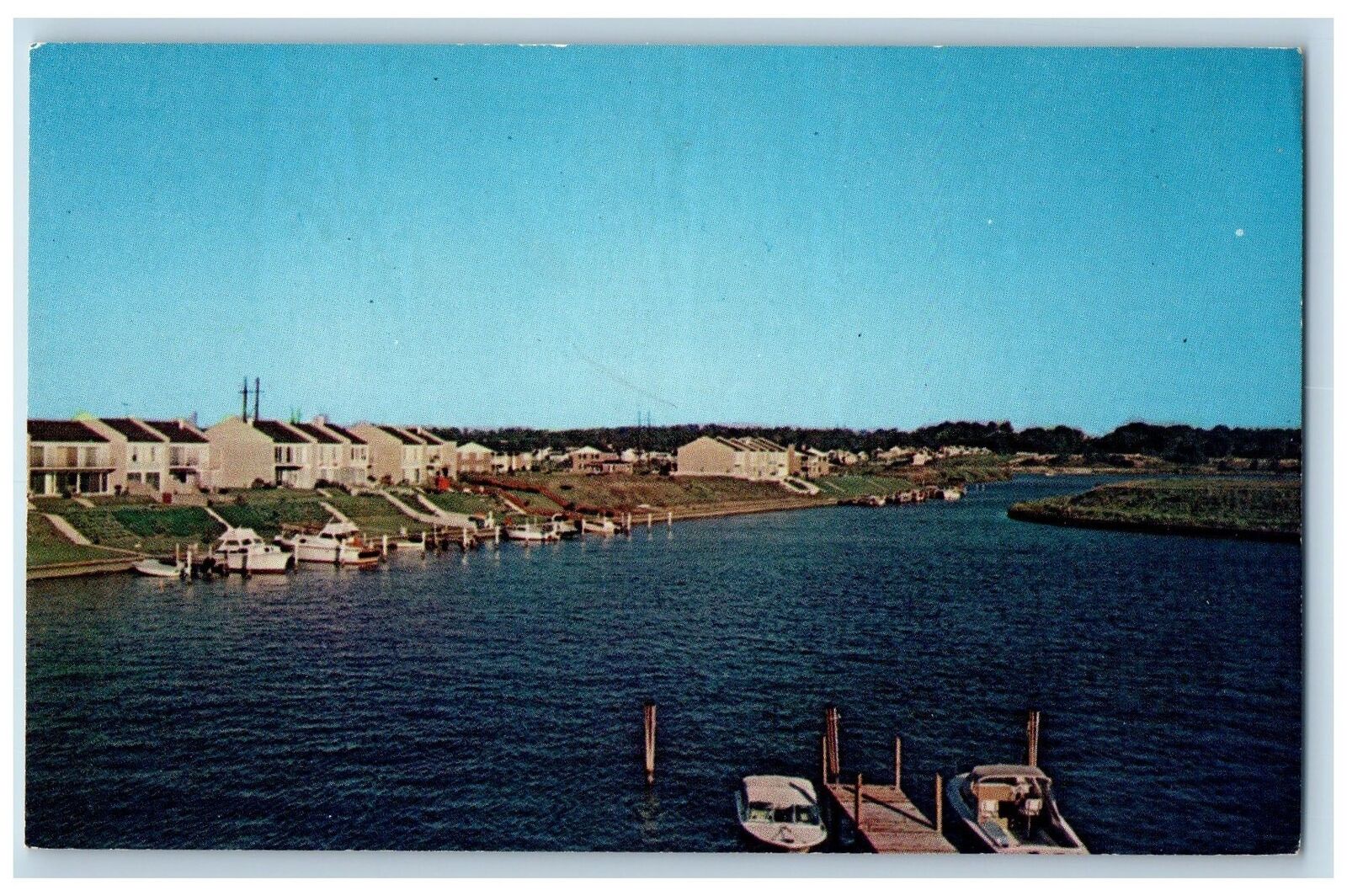 Joppatowne Maryland Postcard Rumsey Island Waterways With Boat Landings c1960's