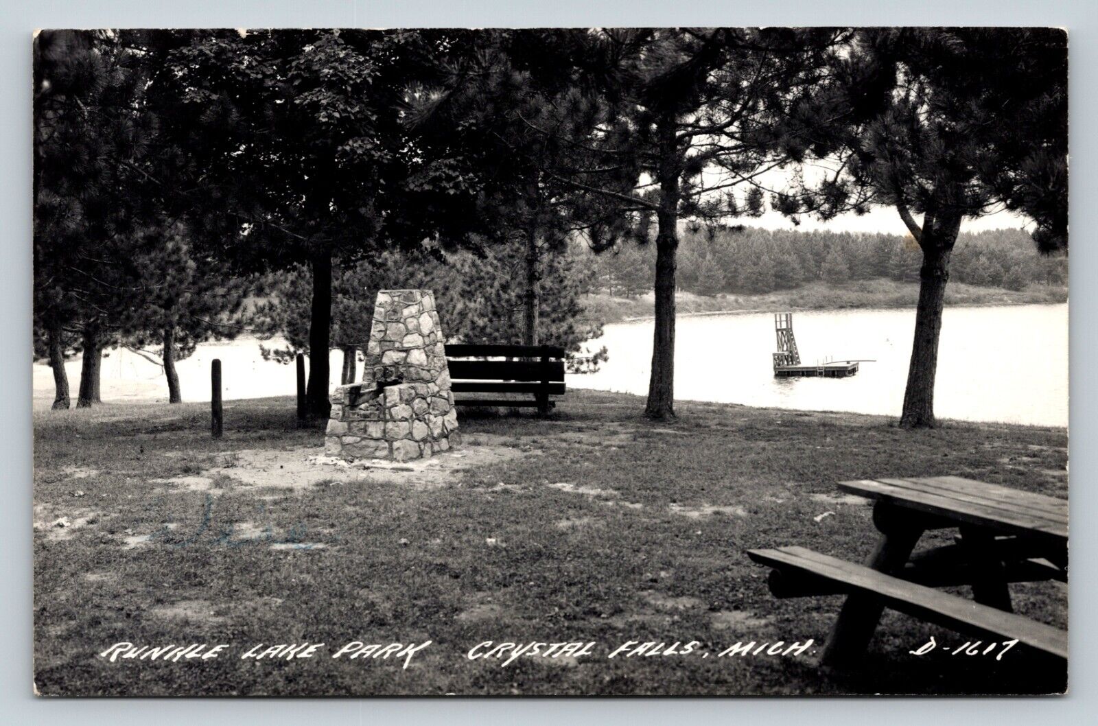 c1951 RPPC Runkle Lake Park CRYSTAL FALLS Michigan VINTAGE Real Photo Postcard