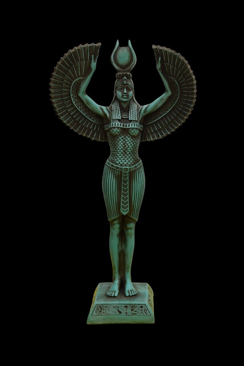 UNIQUE ANCIENT EGYPTIAN ISIS Winged Wearing Sun Disc Sculpture Stone
