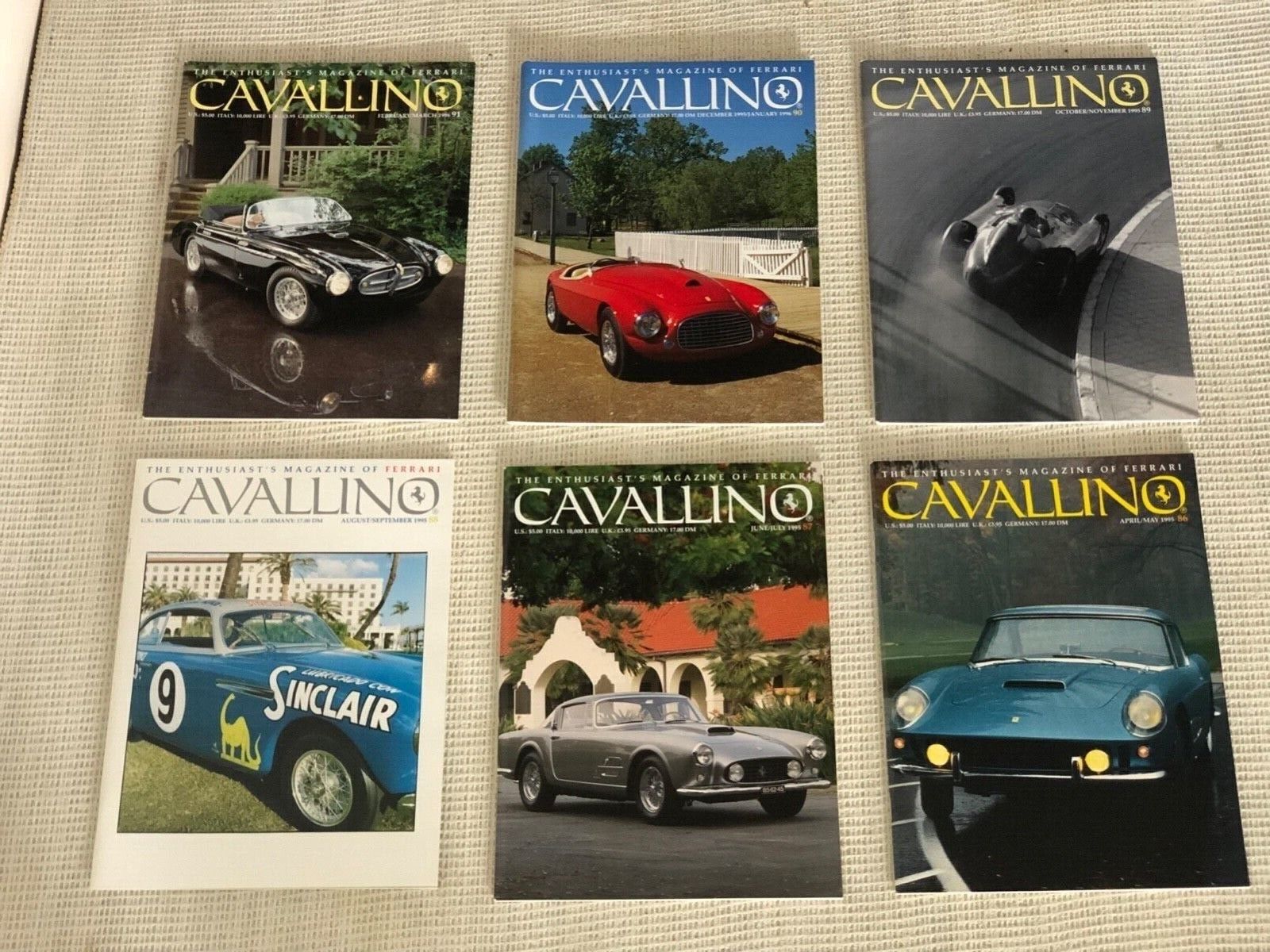 Cavallino Magazine Lot Issues #14-169 Ferrari missing #121, 50% in org. mailer