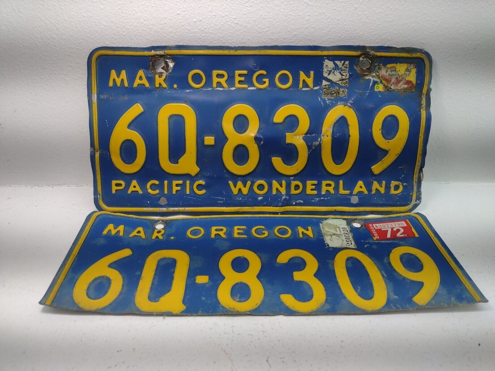 1960's Oregon  Original  Pacific Wonderland  6Q - 8309 License Plate Pair Set