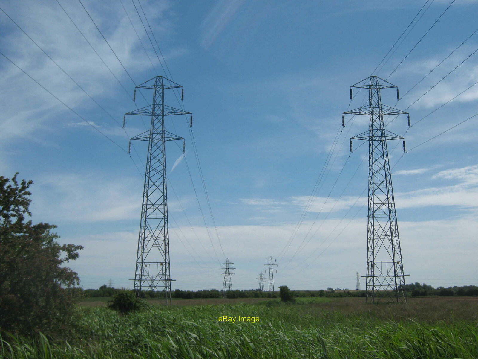Photo 6x4 Pylons in Ash Levels Richborough Port These pylons lead from Ri c2011