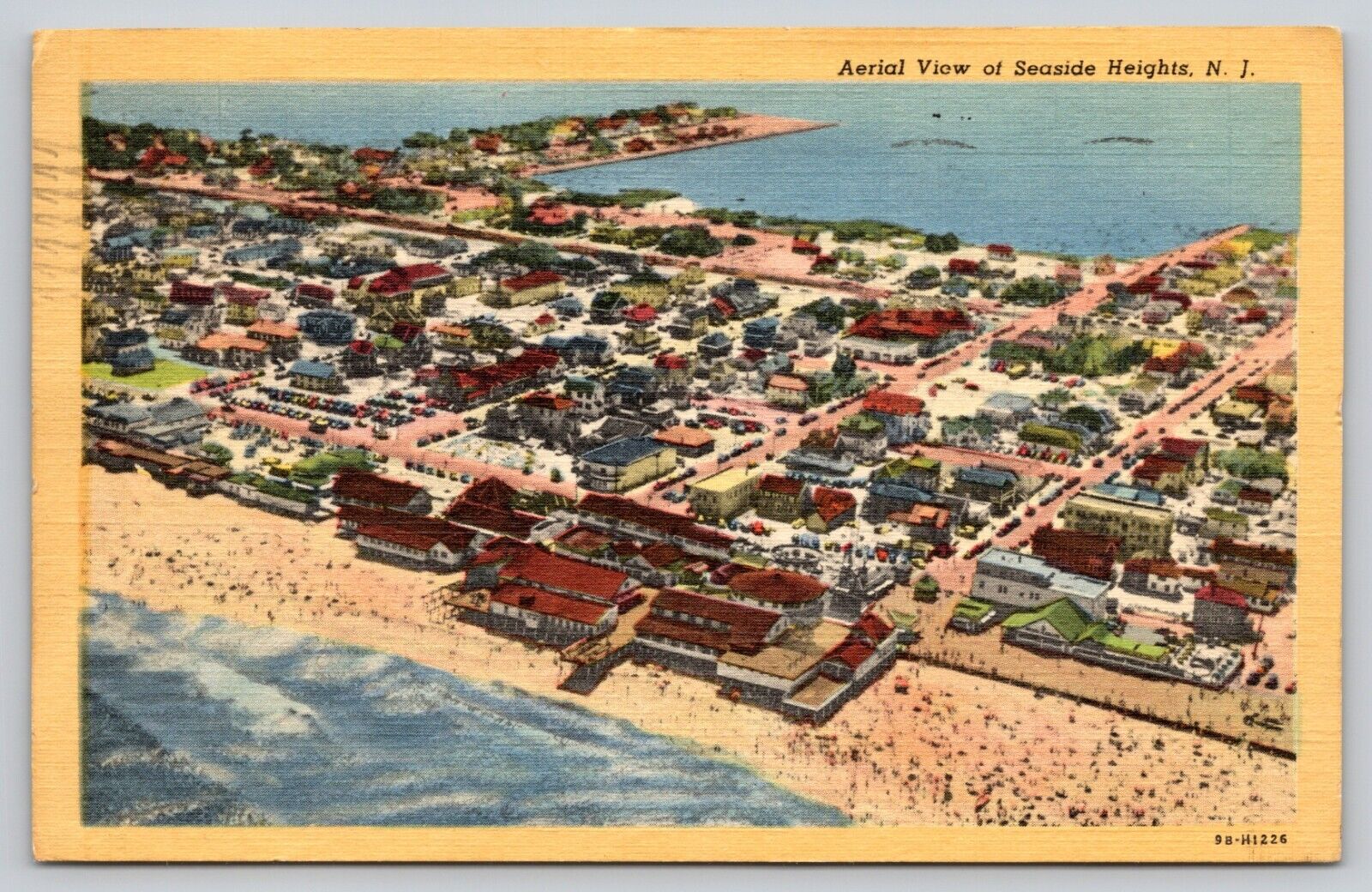 Postcard NJ New Jersey Aerial View Of Seaside Heights Linen A15