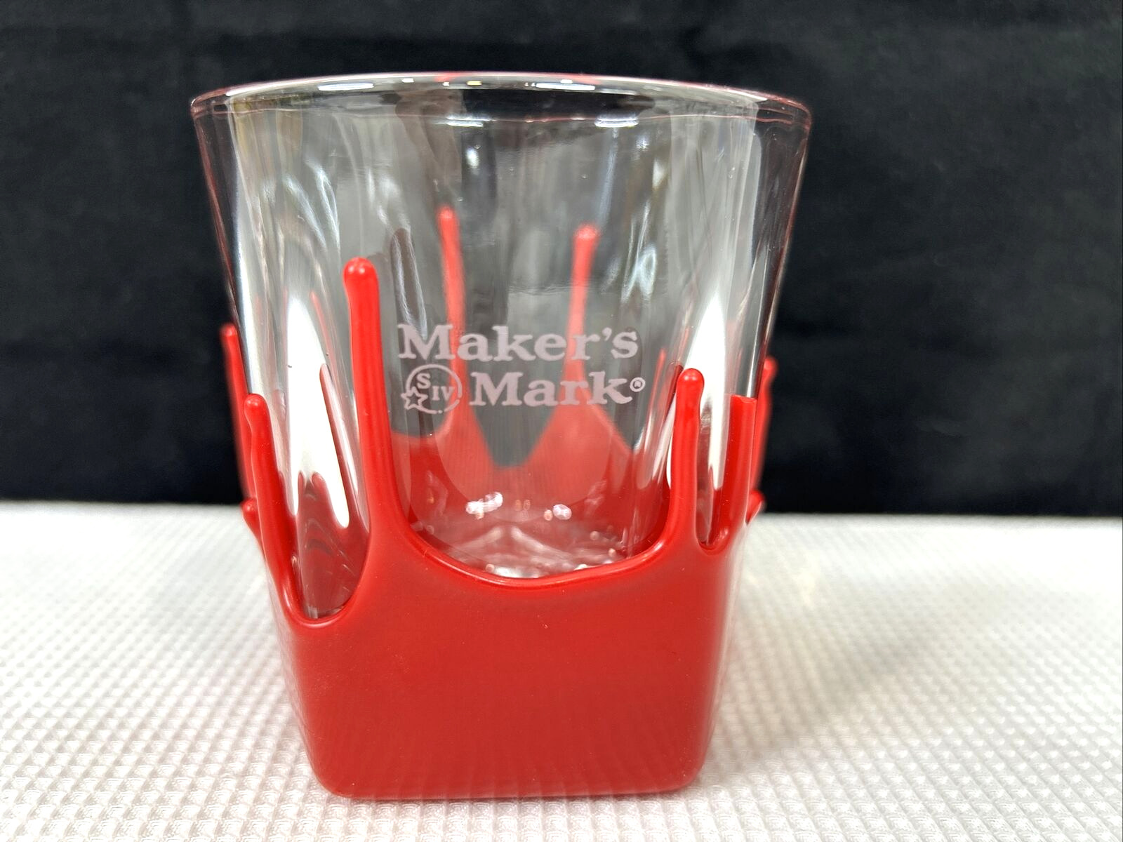 Makers Mark 8 Oz Bourbon Rocks Glass Lowball Barware Red Wax Dipped EUC