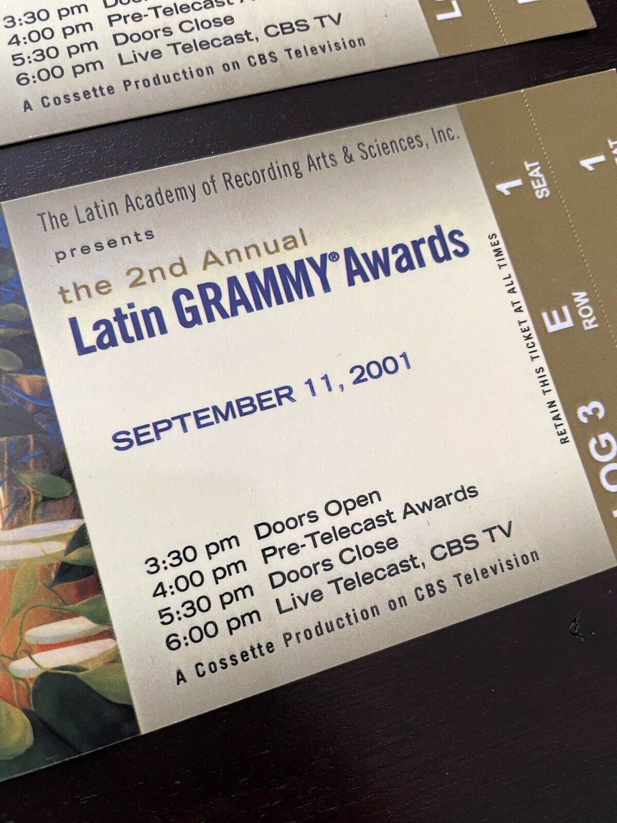 Grammy tickets from September 11 2001