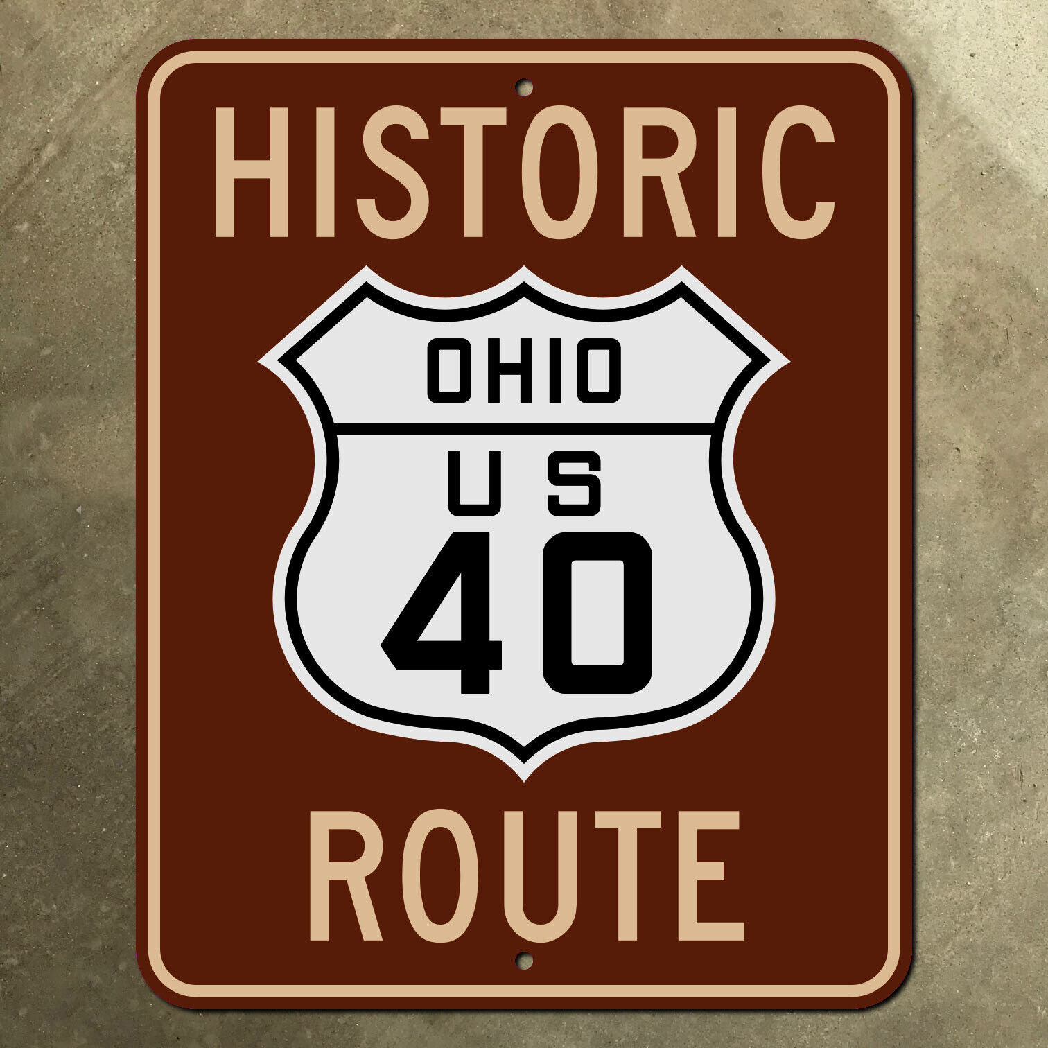 Ohio historic route US 40 highway National Road sign Columbus Dayton 10x12