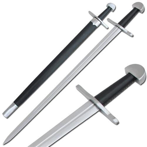 Raiding Long Sword - Medieval Viking Style Steel Sword w/ Leather Handle
