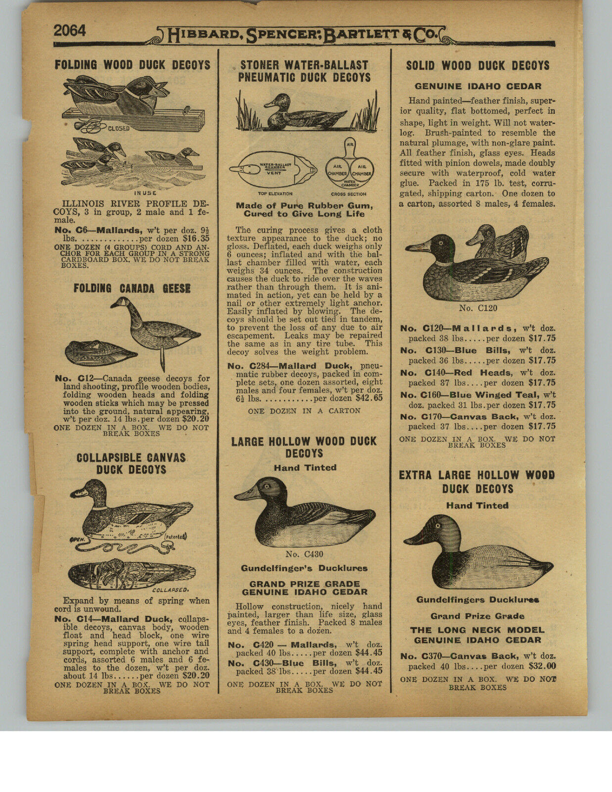 1929 PAPER AD Johnson\'s Stake Out Fiber Board Duck Decoy Stoner Gundelfingers