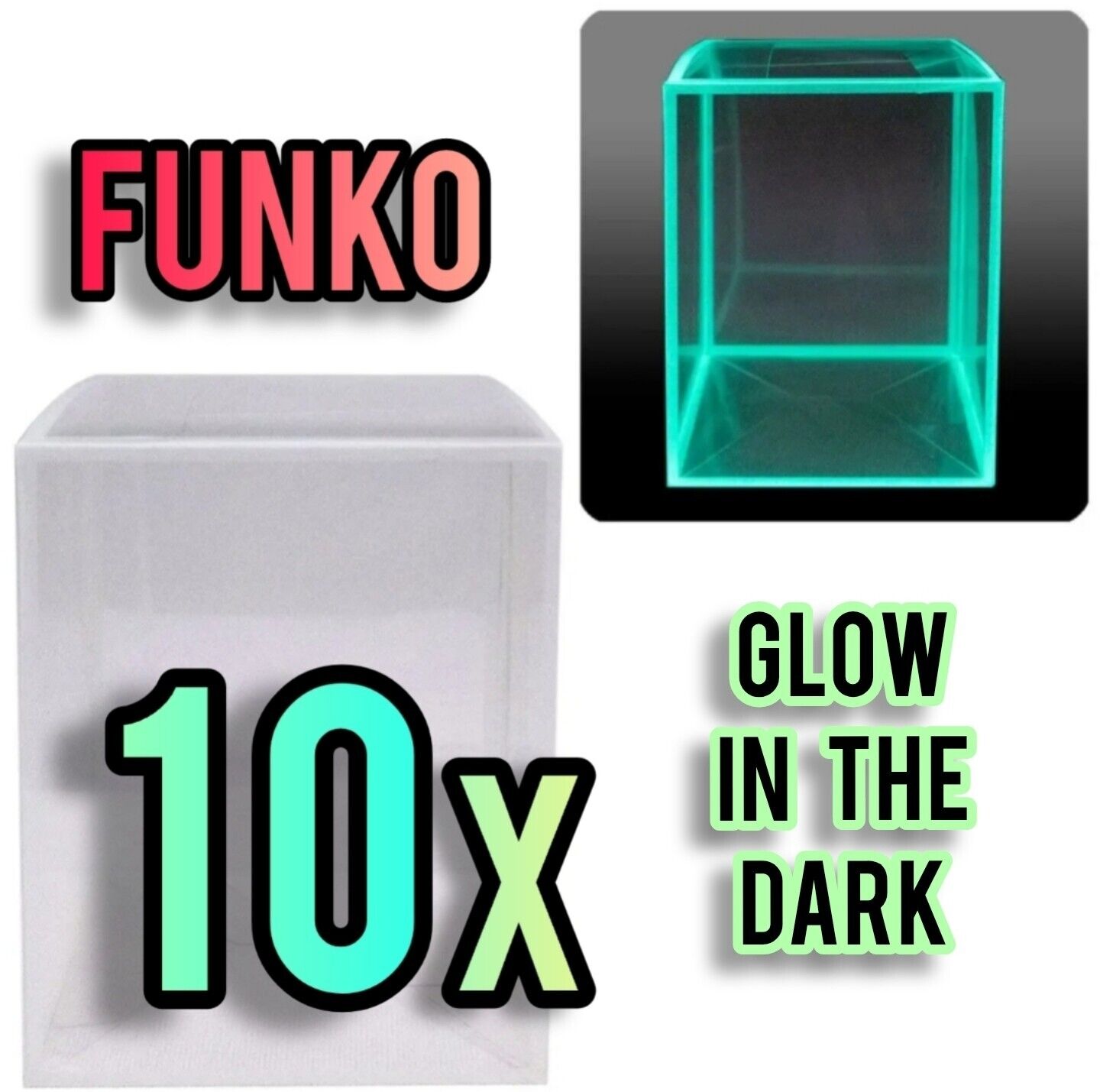 10x Pop Protectors for Funko case protector 4 Inch Glow in The Dark Plastic Skin
