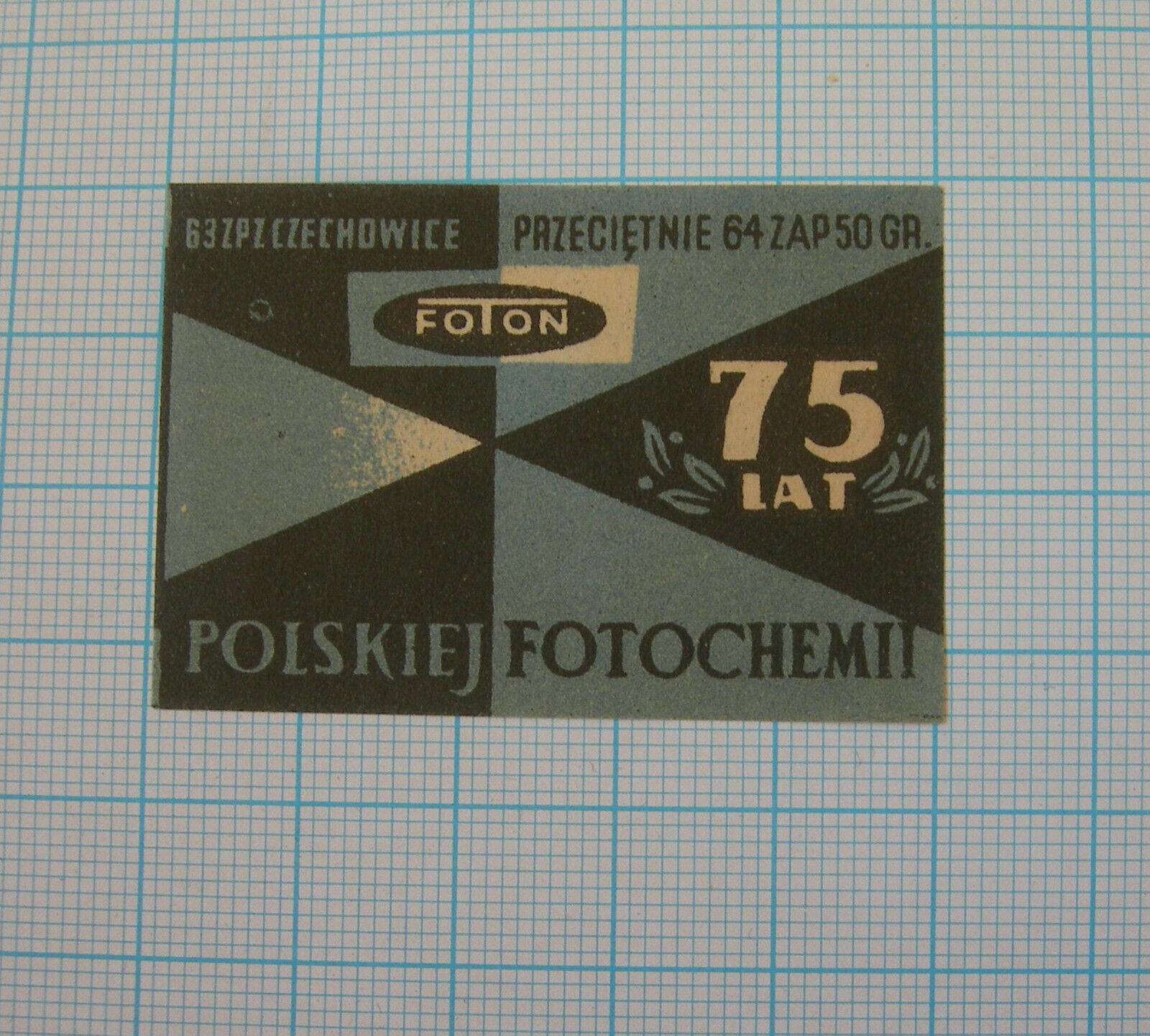Polish photochemistry - one vintage matchbox labels from Poland - USED RARE