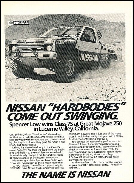 1986 Nissan Mojave 250 Race Truck Advertisement Print Art Car Ad D90C