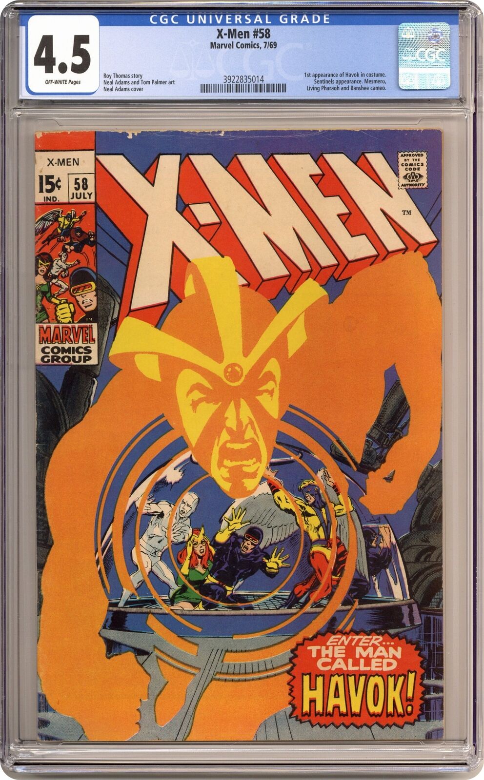 Uncanny X-Men #58 CGC 4.5 1969 3922835014