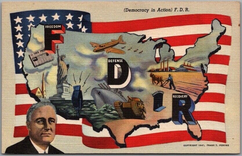 Vintage 1943 FDR President Roosevelt Linen 