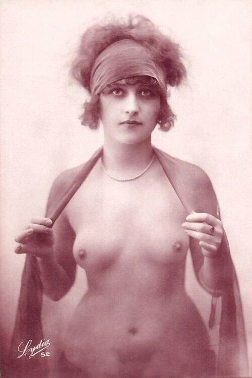 French Nude Breast Beaver Veil A Reproduction of a 1920 Postcard PC100 
