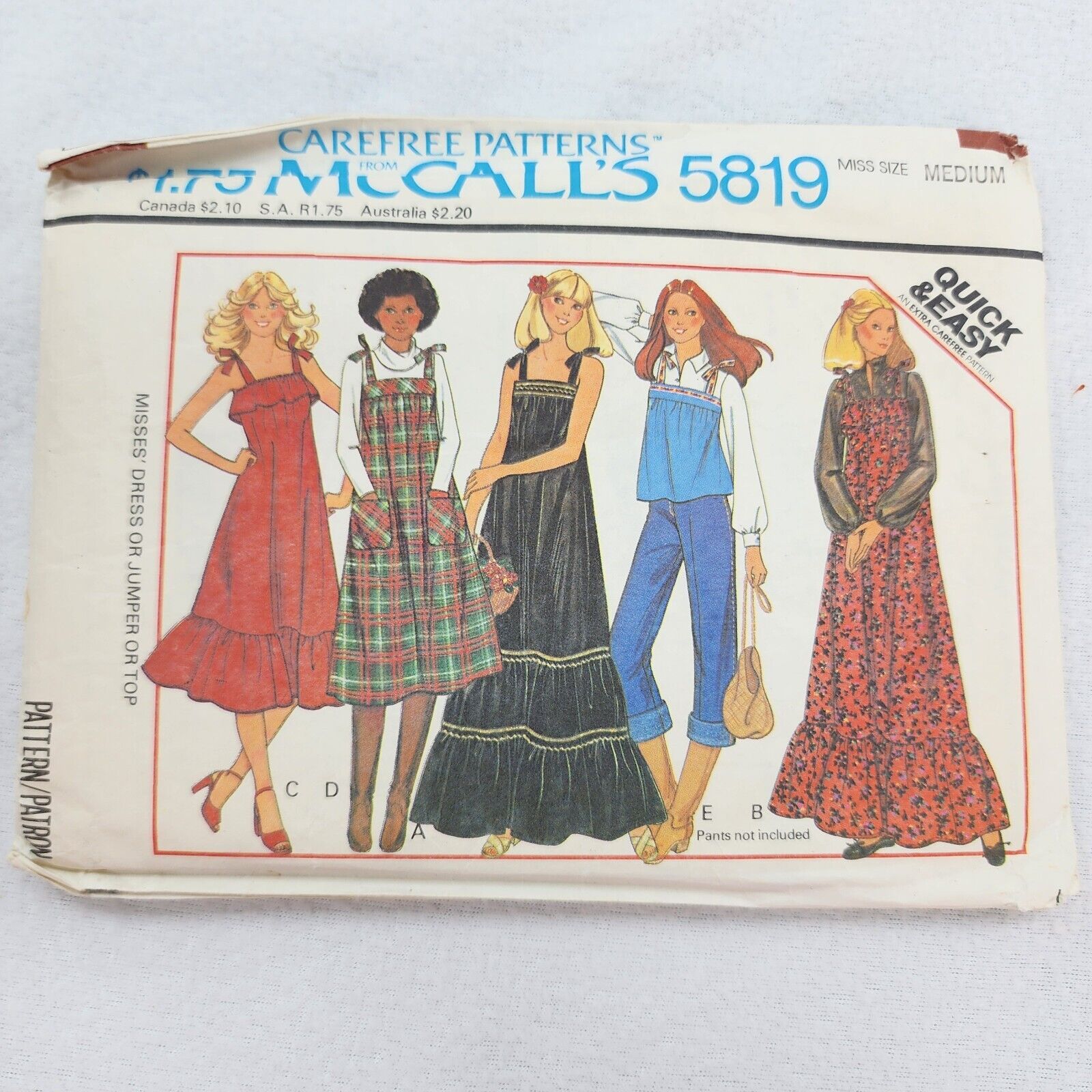 Vintage McCall's 5819 Peasant Dress MEDIUM Clothes Cottagecore Ruffles Jumper