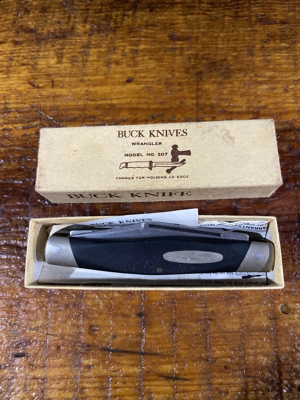 Vintage Buck USA 307 Wrangler Stockman Knife/Box
