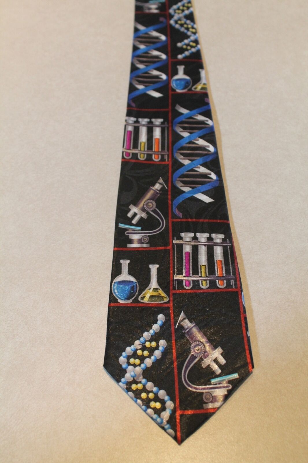 New Chemistry Science Microscope  DNA  Teacher Lab Scientist Black Neck Tie