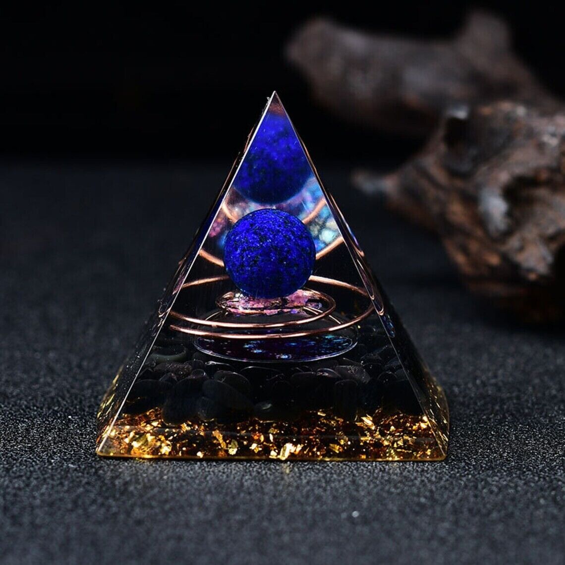 Orgonite Pyramid Amethyst Sphere Obsidian Gemstone Orgone Reiki Energy Healing