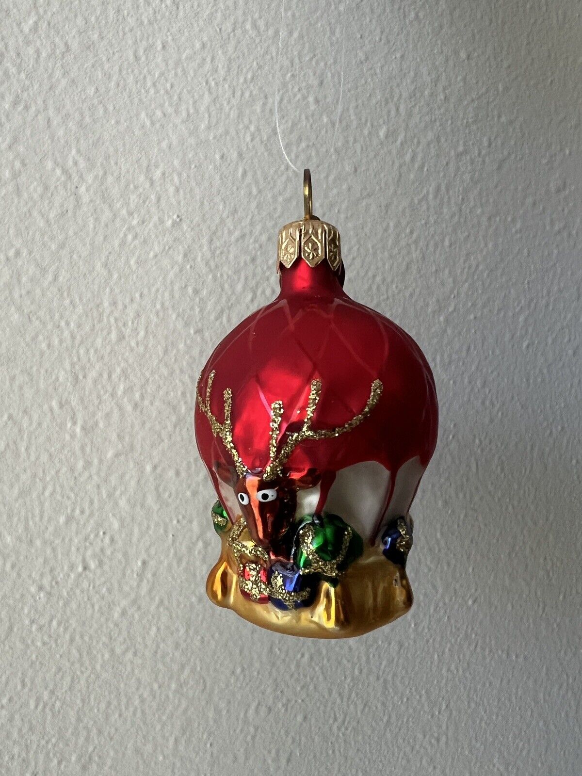 Vintage Glass Christmas Ornament Red Hot Air Balloon Santa Deer Gifts 2,5\