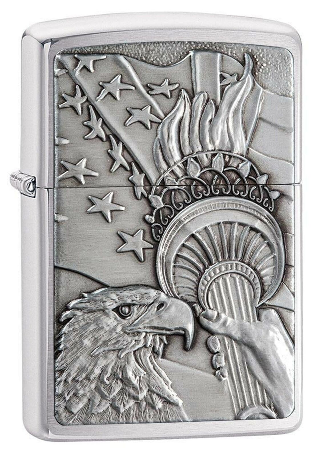 Zippo Patriotic Eagle Brushed Chrome Emblem Pocket Lighter, One Size, Model N...