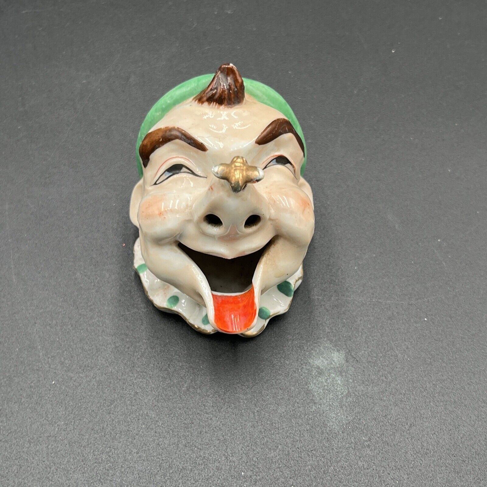 Vintage Ceramic Open Mouth Ashtray Smoker Nose Clown w Bee Made in Japan FR/SHP