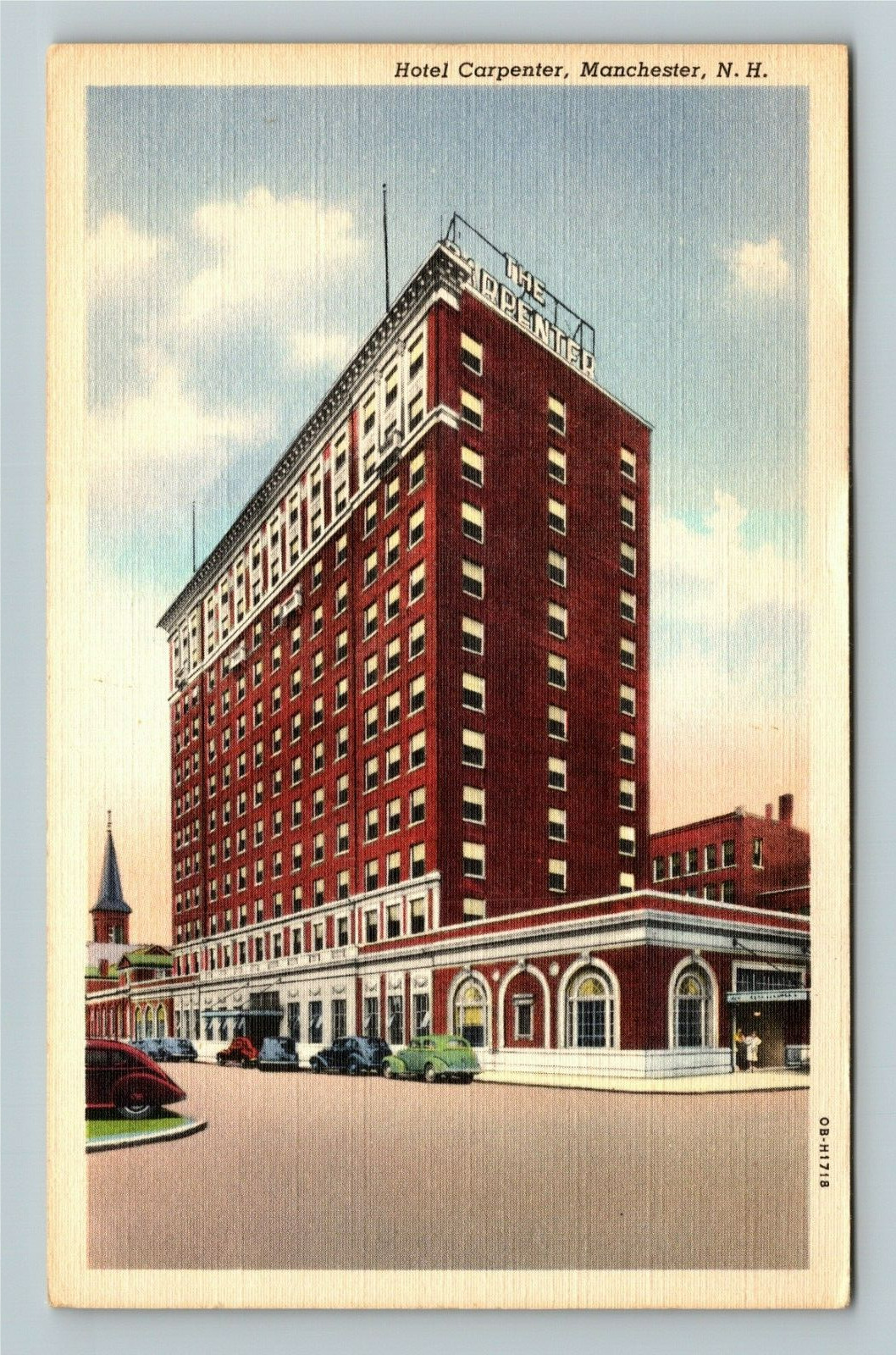 Manchester NH- New Hampshire, Hotel Carpenter, Outside, Vintage Postcard