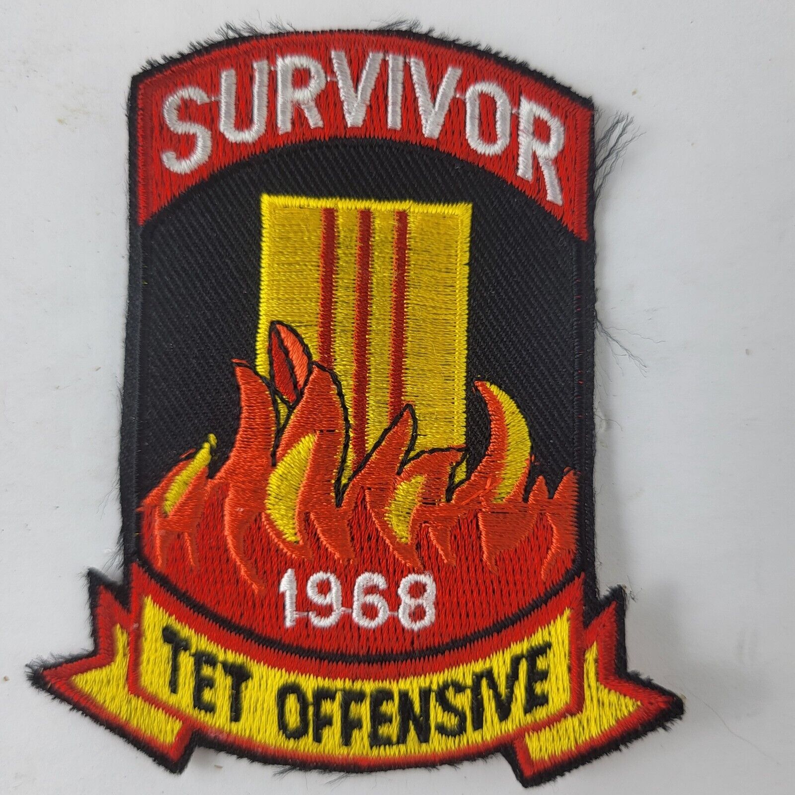 Survivor 1968 Tet Offensive Military Patch Flames Fire Vietnam
