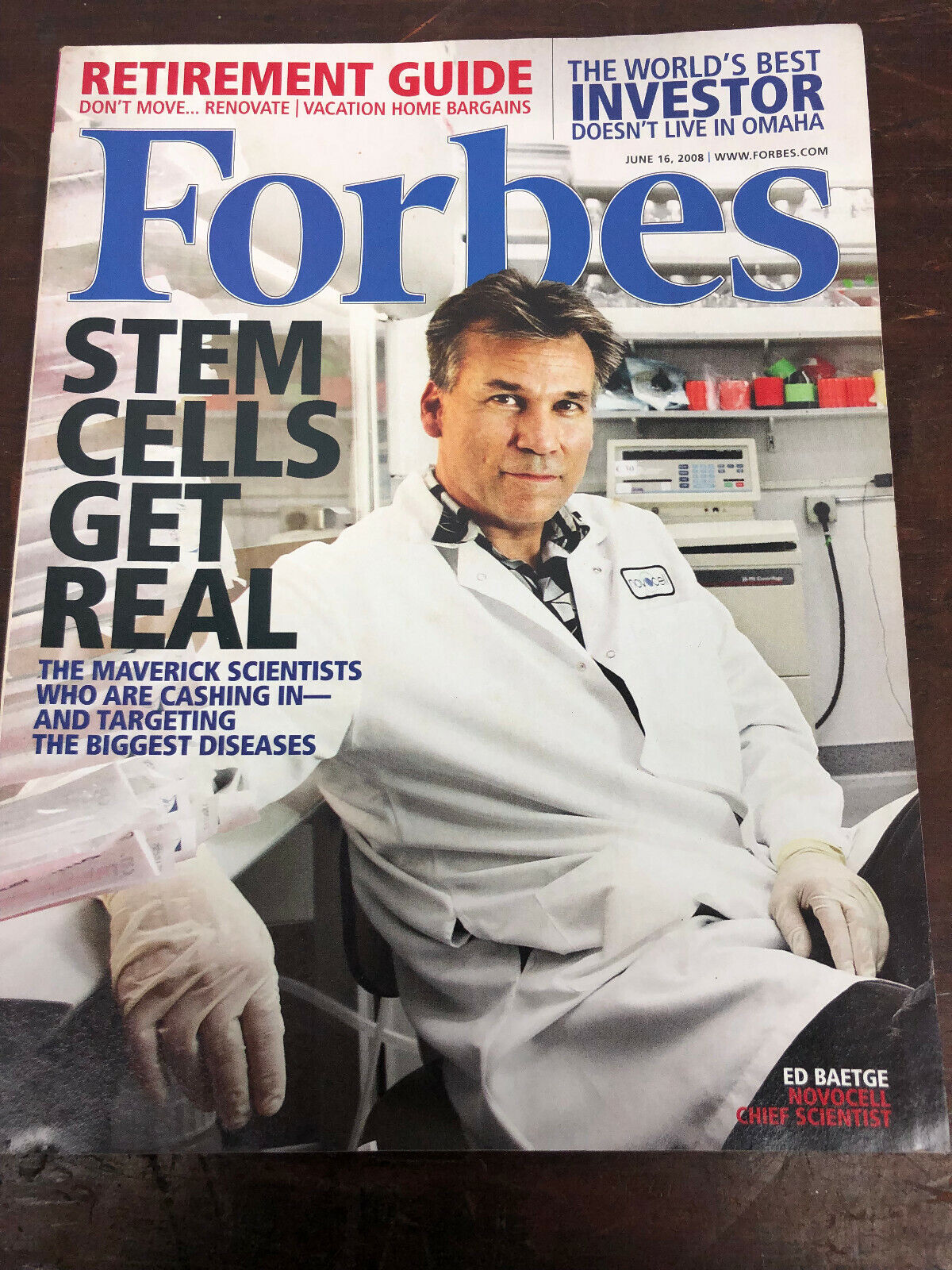 Vintage Forbes June 2008 Magazine - Stem Cells Get Real - Ed Baetge 
