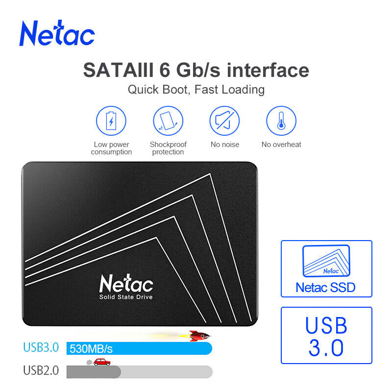 Netac 120GB SSD 2.5'' SATA III 6 Gb/s Internal Solid State Drive 500MB/s PC/MAC