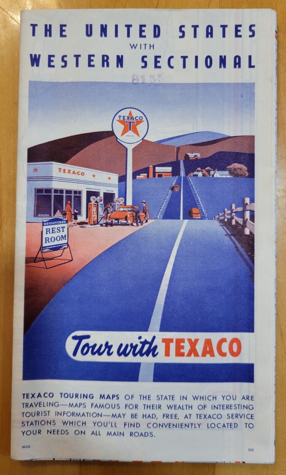 VINTAGE 1952 TEXACO TRIP MAP - THE UNITED STATES with WESTERN SECTIONAL