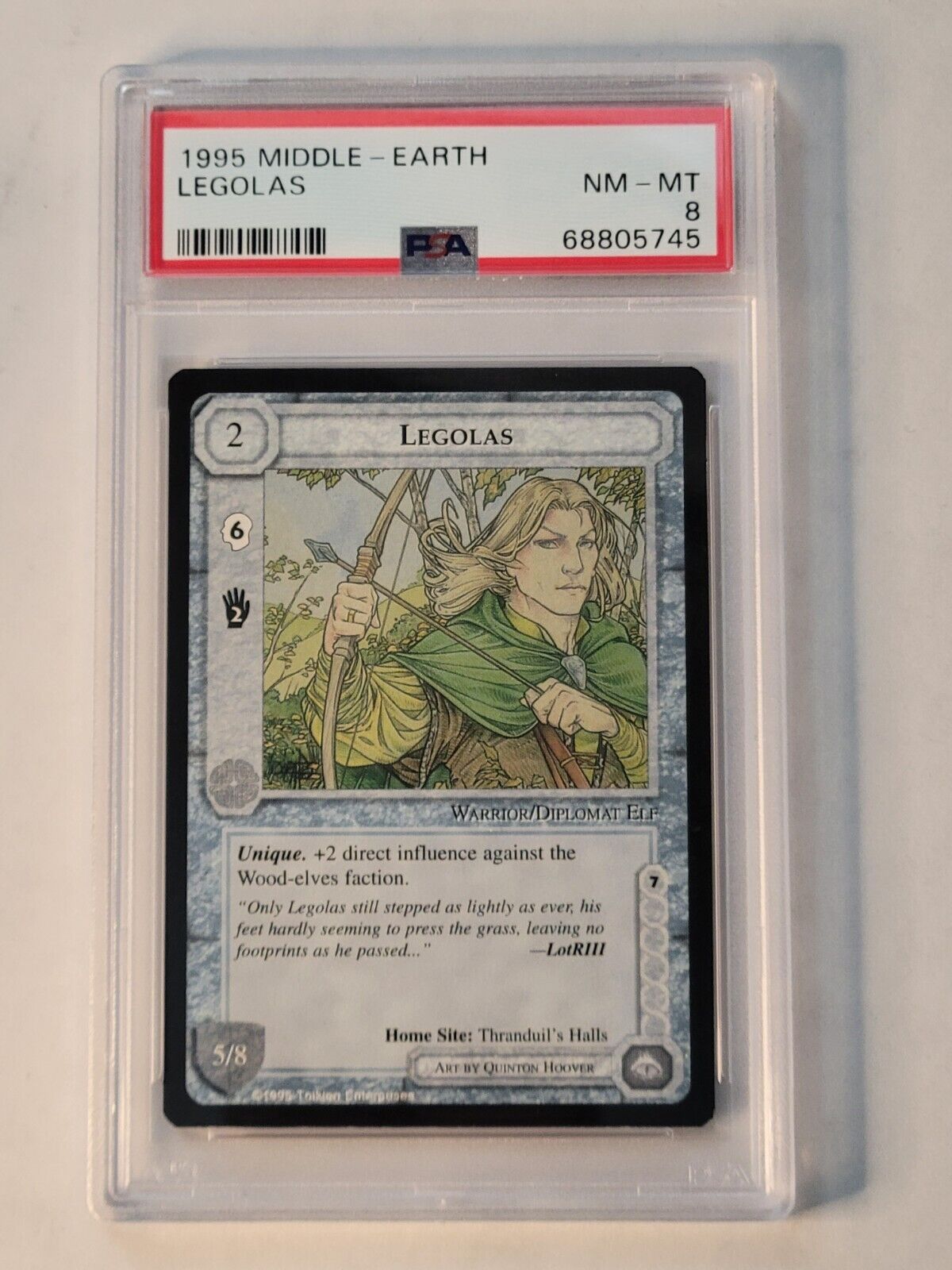 1995 Middle Earth Wizards Limited 1st edition LOTR TCG CCG  Legolas PSA 8