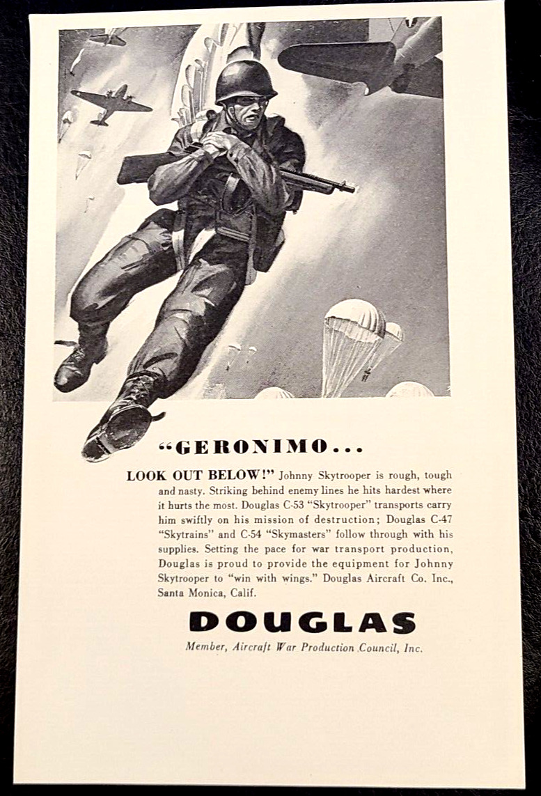 1943 WWII Douglas C-53 Skytrooper Aircraft Vintage Print Ad