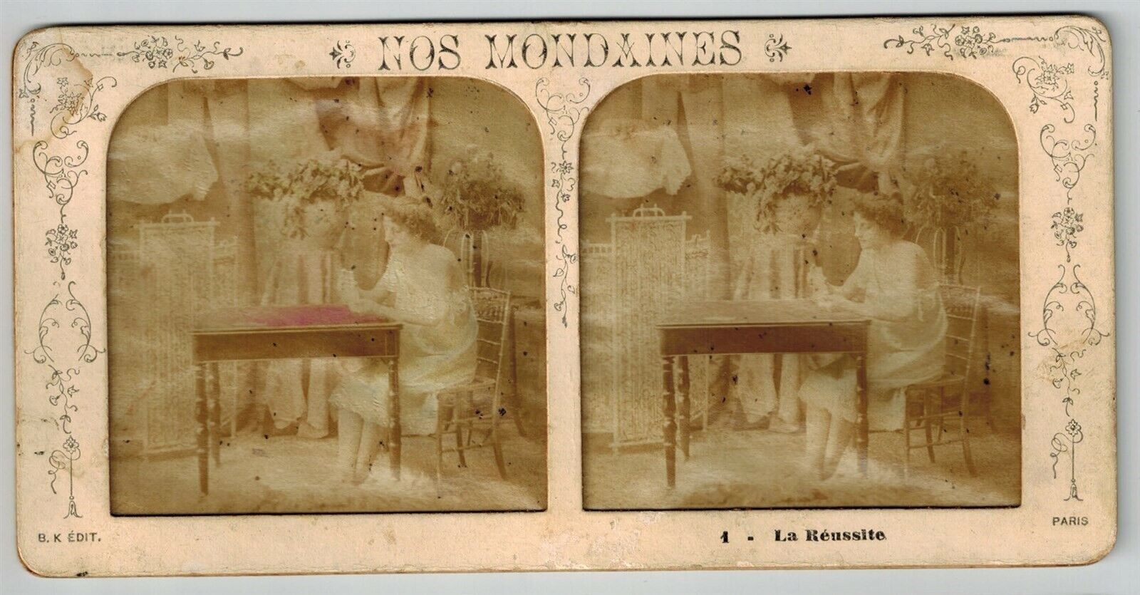 Set of 6 prostitute tissue Stereoview albumen photo stereo card nude woman 1900s
