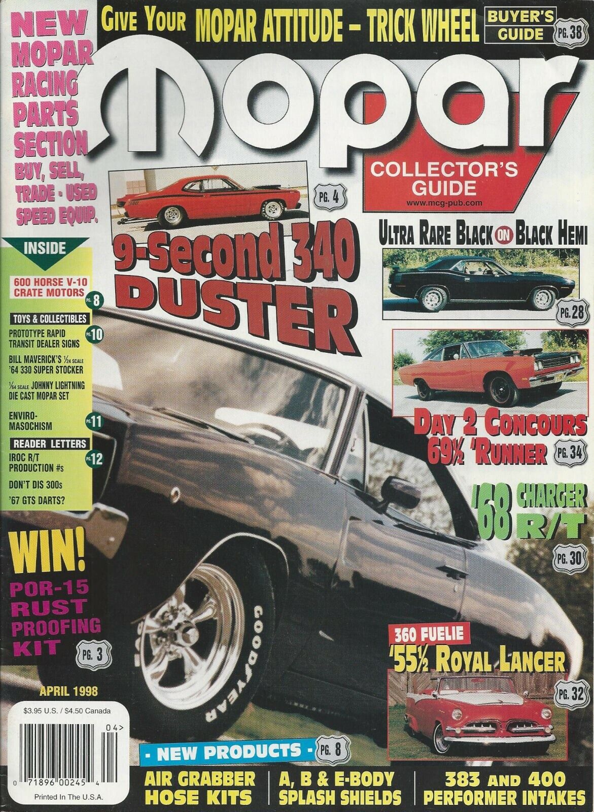 Mopar Collector’s Guide April 1998 excellent condition Dodge Plymouth Chrysler