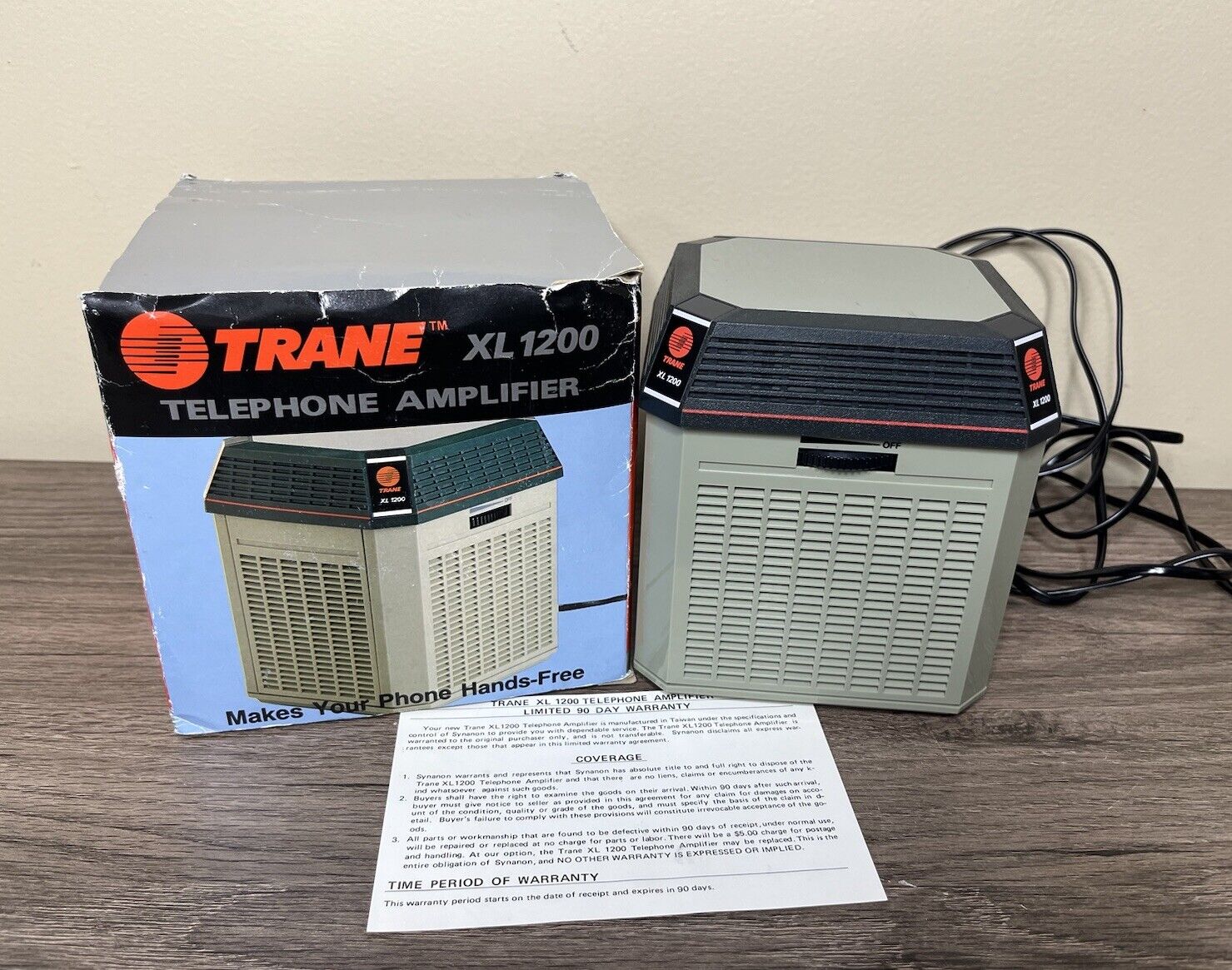 Vtg Trane Telephone Amplifier XL 1200 Advertising In Box
